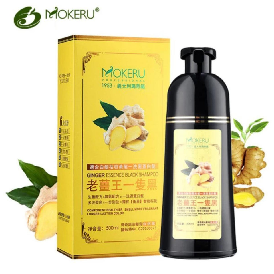 MOKERU 200ML 3 IN 1 GINGER BLACK PROFESSIONAL INSTANT HAIR DYE COLOR SHAMPOO